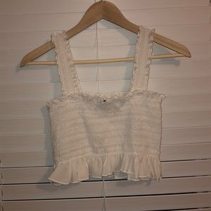 White ruffle top